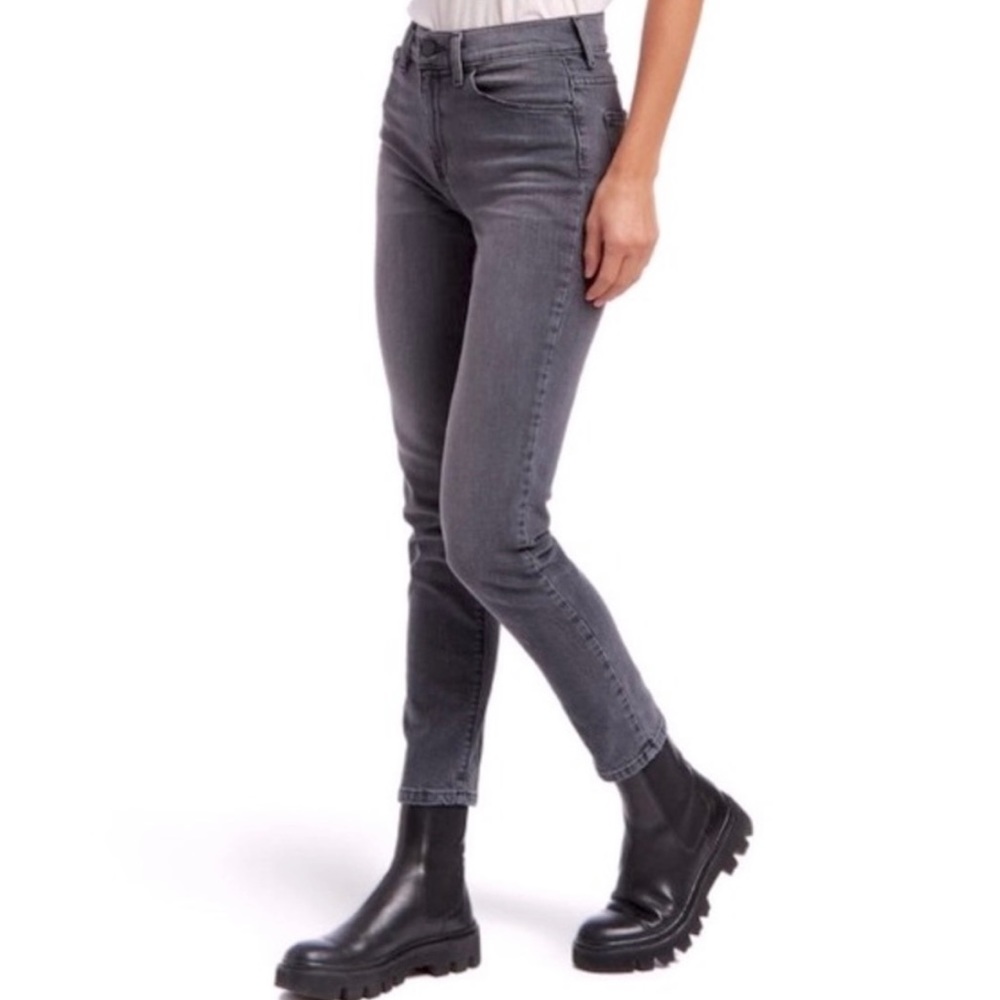 Mott & Bow Mom Jeans High Rise Allen Gray Grey Wash Size 27 Skinny Soft Stretchy